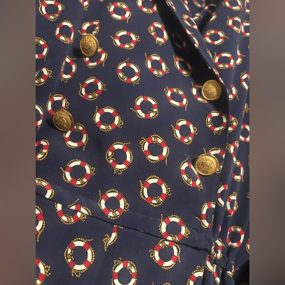 Talbots Petite 10 Navy Nautical Wrap Style Dress - Picture 2 of 3